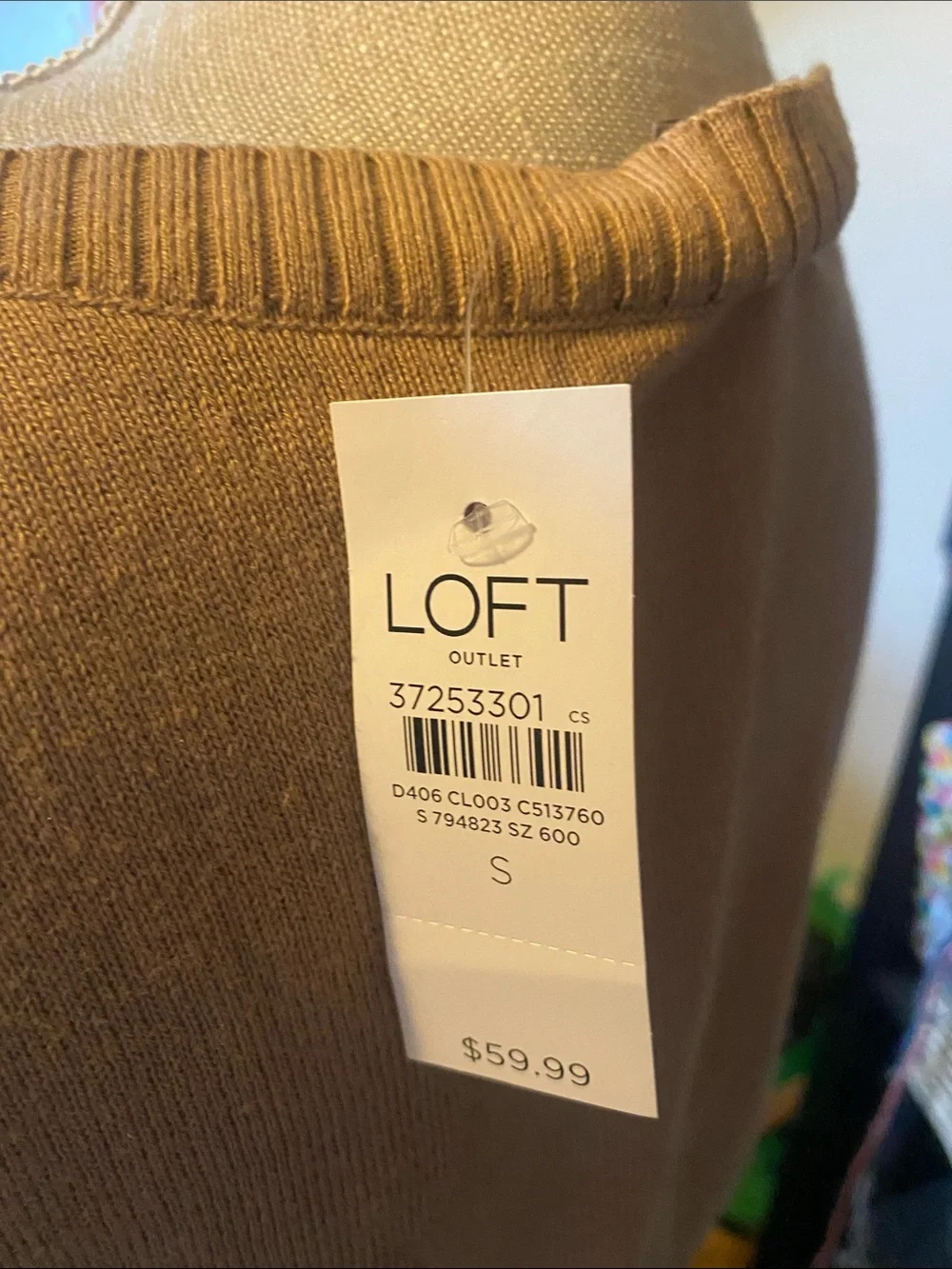 LOFT Outlet Tan Beagle Crewneck Knit Sweater